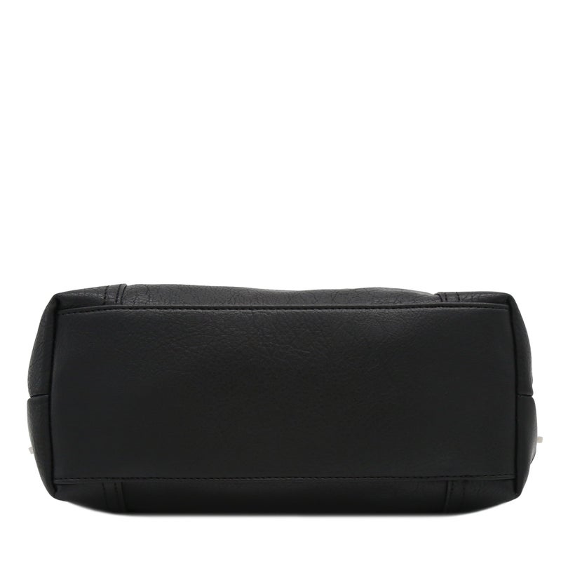 Alyssa Hobo Shoulder Bag with Big Snap Hook Hardware (Black) - Image 4